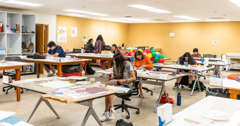 Students work in a studio.