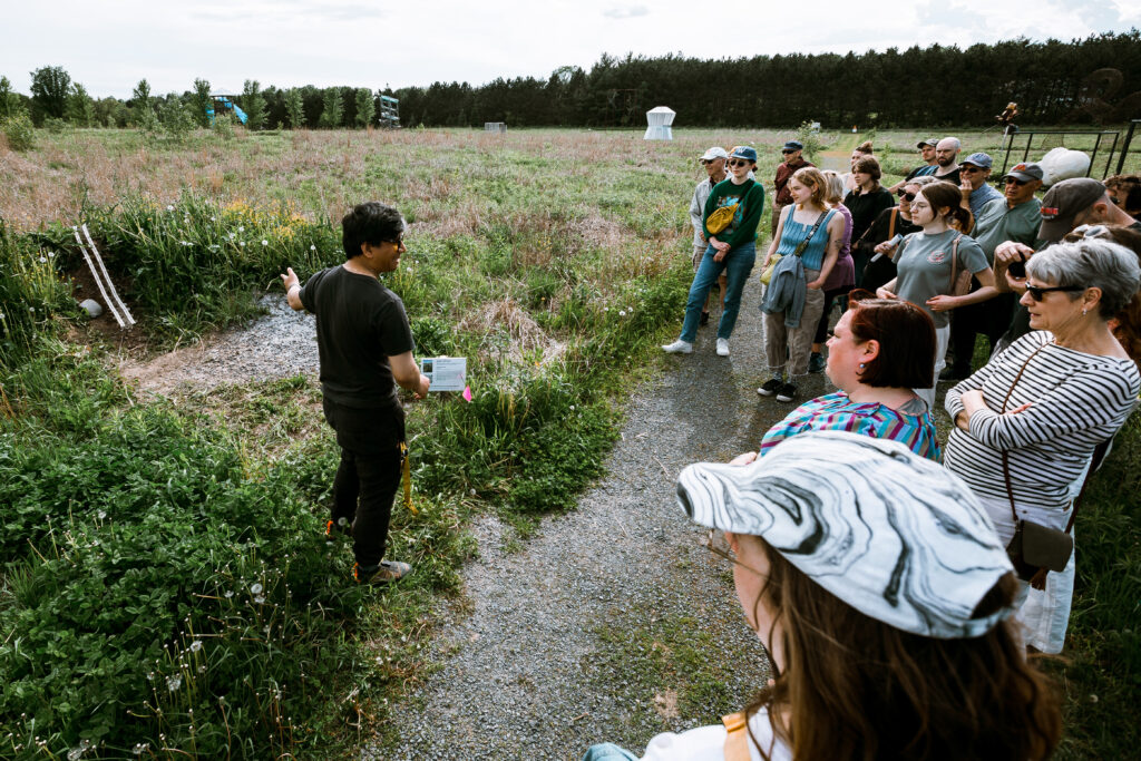 Jean-Pierre Mot talks about his work Pop-Up Remnants at the 4Ground Land Art Biennial Launch Party on June 4, 2022.