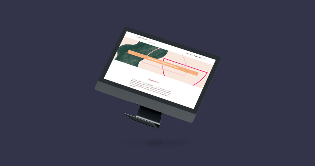 A mockup of a computer showing the National Leaders of Color Fellowship website.